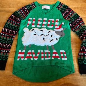 With Love Derek Christmas Sweater Womens Size M Fleece Navidad Holiday